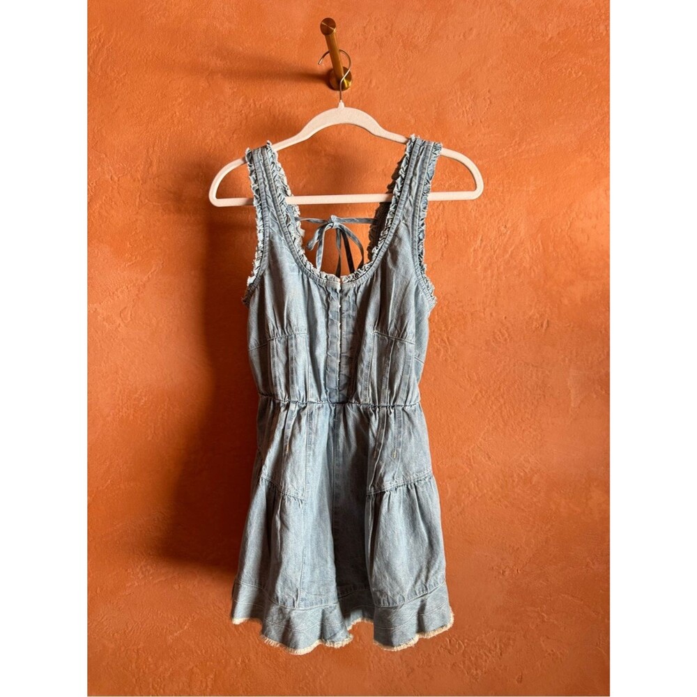 We The Free Light Blue Denim Romper